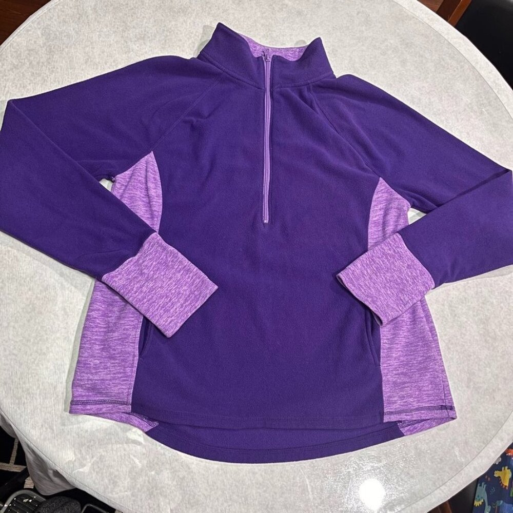 SO LISH Purple Heathered Contrast Fleece Quarter Zip Pullover XL - Picture 4 of 6